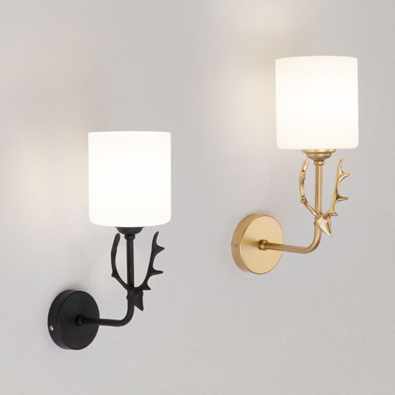 Lámpara de luz cilíndrica de vidrio de estilo simple lámpara de pared de una cabeza para dormitorio