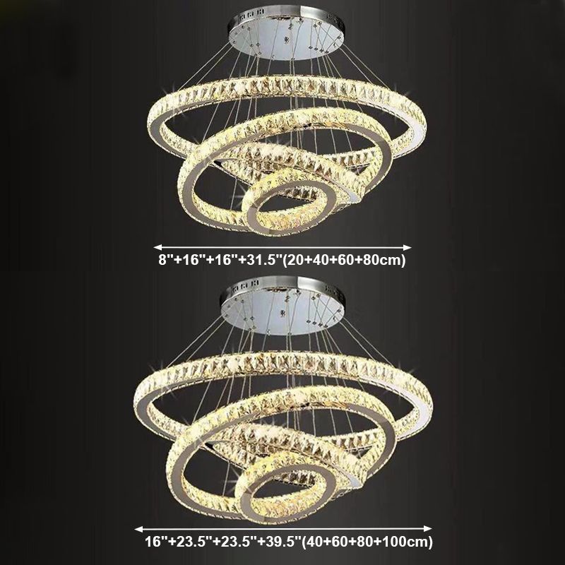 Orbicular Crystal Hanging Ceiling Light Modern Style Clear Chandelier Ceiling Lamp