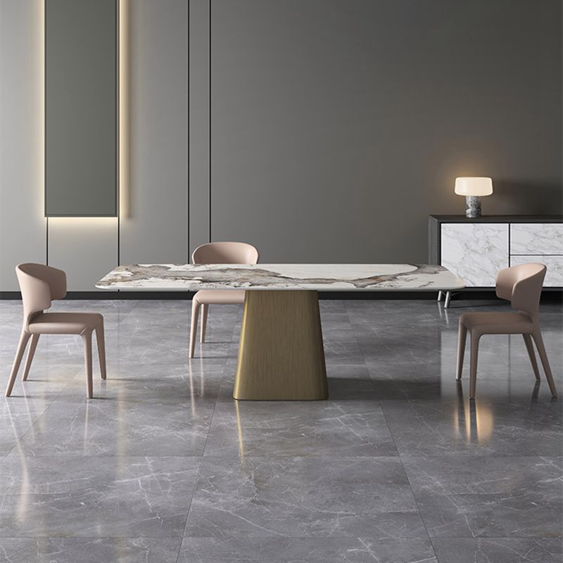 Modern Style Rectangle Dining Table Sintered Stone Pedestal Dining Table for Home Use