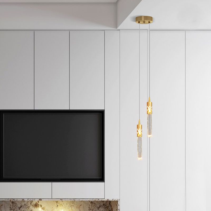 Metall hängende Licht mit klarer Kristallfarbton -Einfachheit Anhänger Beleuchtung für Schlafzimmer