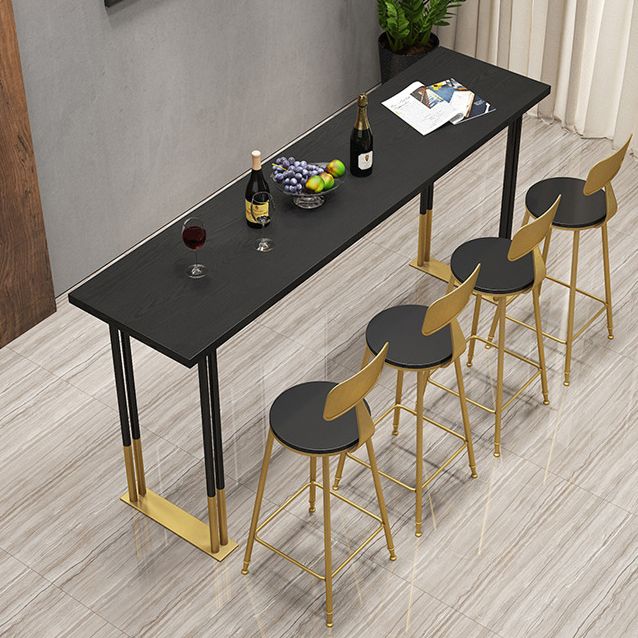 Solid Wood Bar Dining Table Traditional Luxury Bar Table with Sled Base in Gold