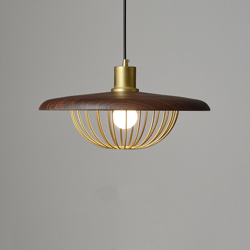 Wood Modern Pendant Light 1-Light Hanging Ceiling Light for Dining Room