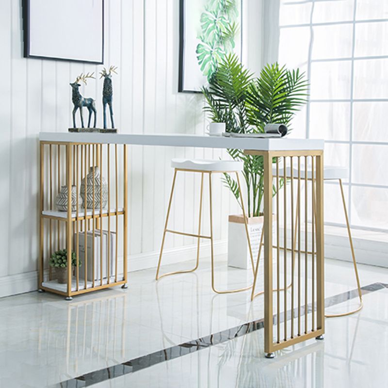 Glam 1/3 Pieces Bar Table Set Rectangle Wood Counter Table with Stools for Dining Room