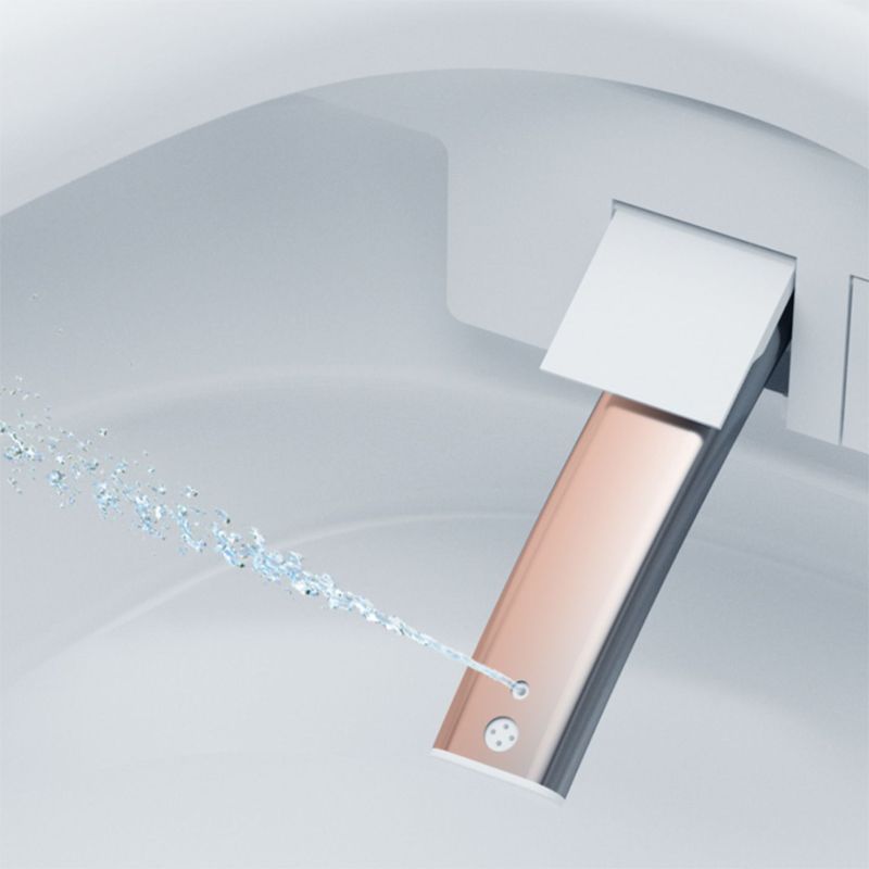 Contemporary Elongated Warm Air Dryer Ceramic Foot Sensor Floor Mount Bidet