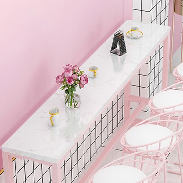 Café und Breakroom Moderne Pub/Stangentisch Rechteck Footstütze Pink Stangenhöhe Pubtisch Tisch