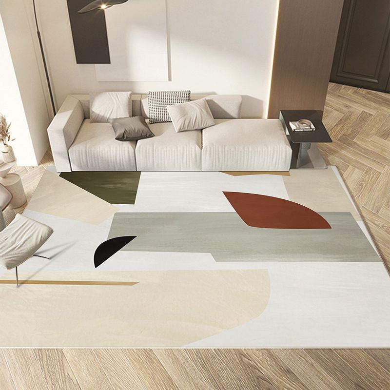 Orange Nordic Rug Polyester Color Piece Rug Washable Rug for Living Room