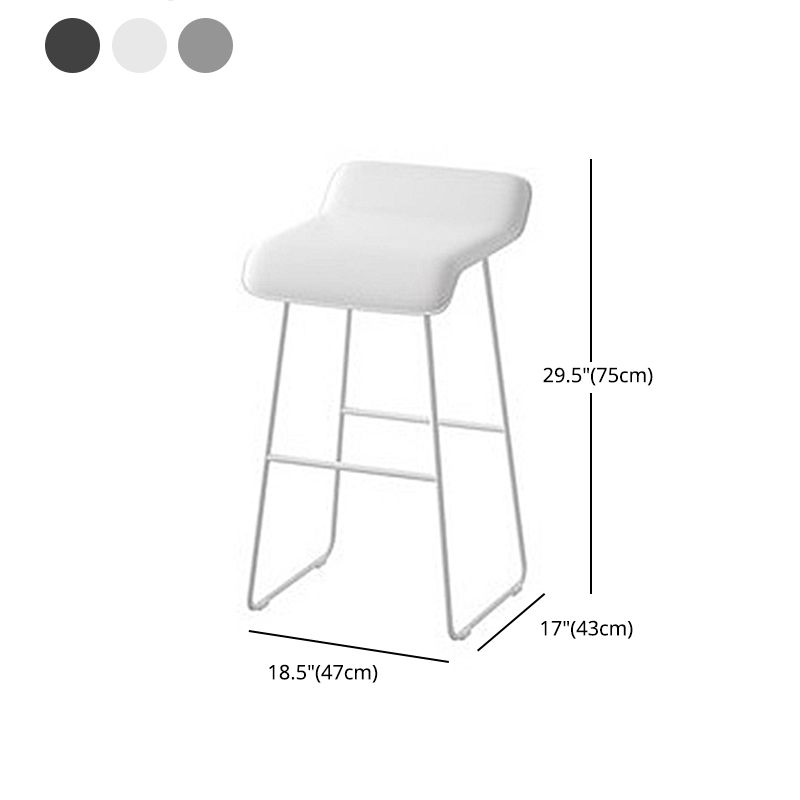 Scandinavian Leather Metal Counter Stools Low Back Bar Stools with Solid Wave Seat