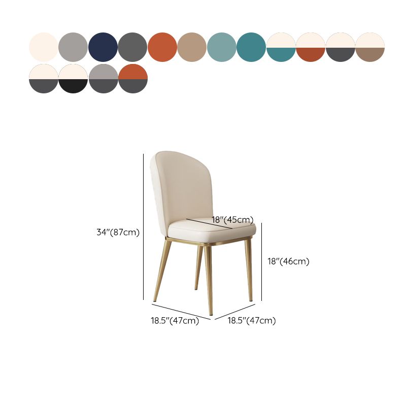 Glam Style Side Chair Leather Gold Frame Dining Chair for Home