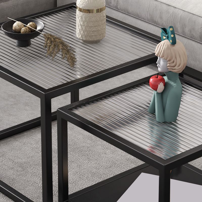 Square Minimalist Coffee Table Open Shelf Cocktail Table for Living Room