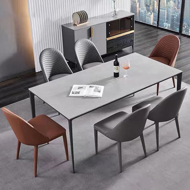 Industrial Style Rectangle Table Sintered Stone Table with Metal Legs for Home