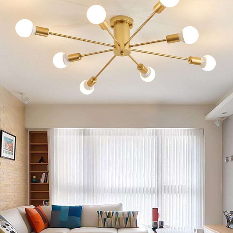 Étoile étoile exposée semi semi-chouchoute lumière moderne minimaliste de plafond de chambre à coucher en métal minimaliste monte