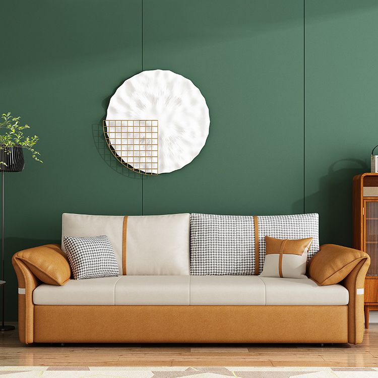 35.43" Wide Faux leather Sleeper Sofa White Sofa Bed with Detachable Mattress