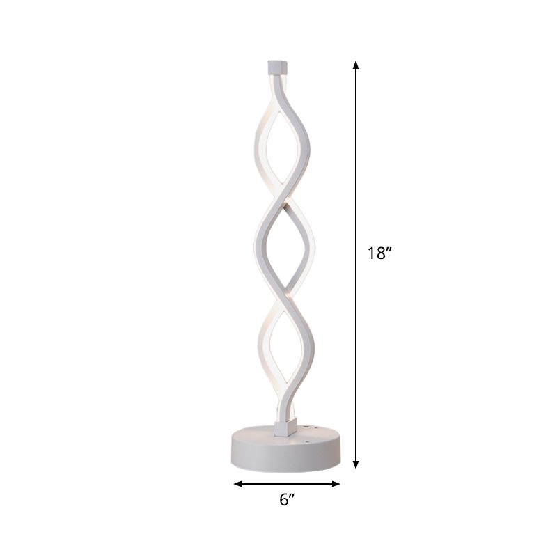 Minimalist Winding Iron Table Light LED Night Stand Lighting in White with Recessed Diffuser