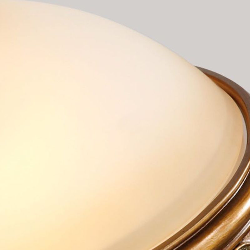 Dome Hallway Flush Ceiling Light Traditional White Glass Brown Flush Mount Light Fixture