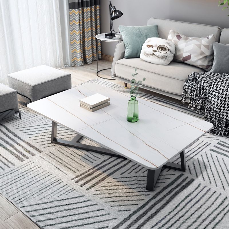 Slate Coffee Table Rectangular Open Shelf Minimalist Coffee Table