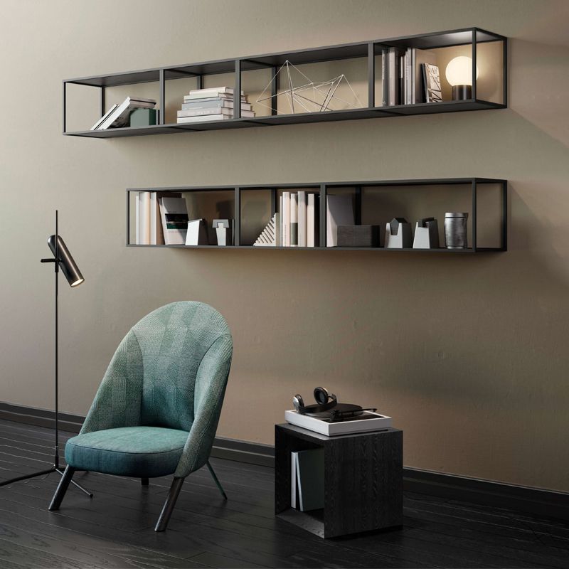 Wall Mounted Metal Bookshelf Modern Floating Bookcase with 1 Shelf