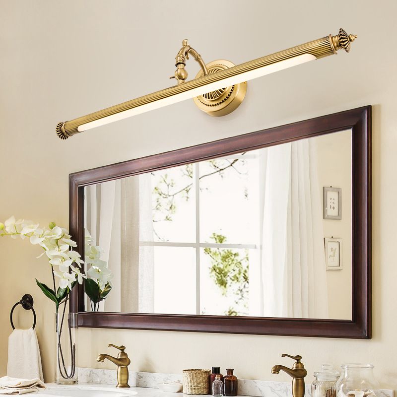 Brass Tube Vanity Sconce Traditional Metal Bath Wall Mount Light with Rotary Joint