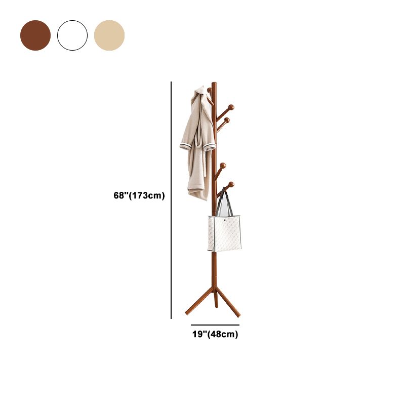 Modern Hall Tree Wood Entryway Kit with Hooks Free Standing Coat Hanger