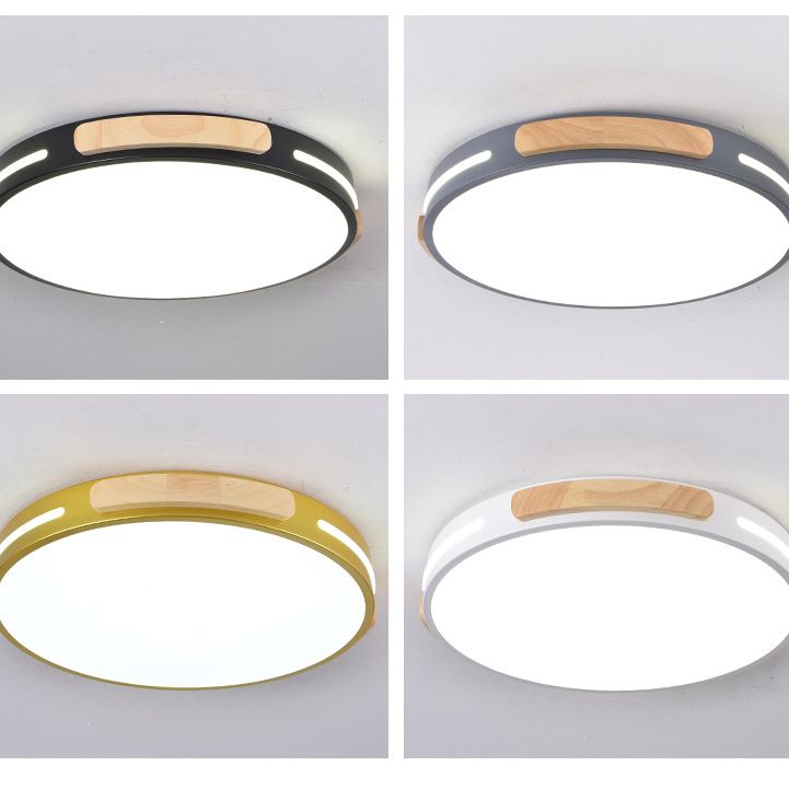 Ronde slaapkamer inbouw plafondlamp Metaal LED Nordic inbouwlamp met houtdecoratie