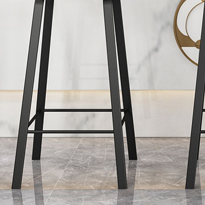 Modern Backrest Armless Counter Stool Plastic Bar Stool with Metal 4 Legs