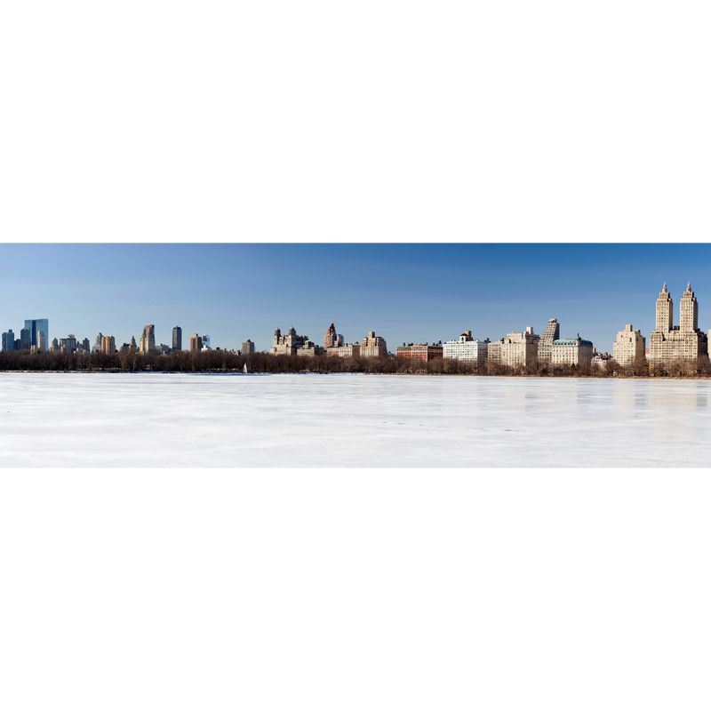 Photo Print Winter Metropolis Mural for Accent Wall, White, Customized Size Available