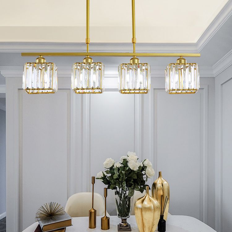 Squares oro Isola illuminazione Isola Stile Minimalista Crystal Island Pendant Light
