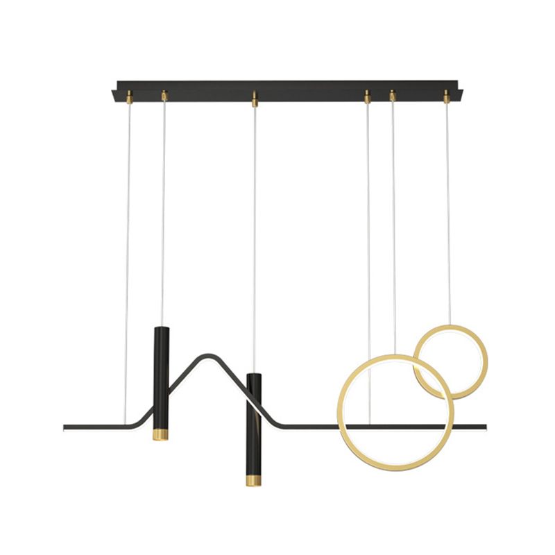 Aluminium LED Linear Pendant Light in Modern Concise Style Wrought Iron Island Light in Black and Gold