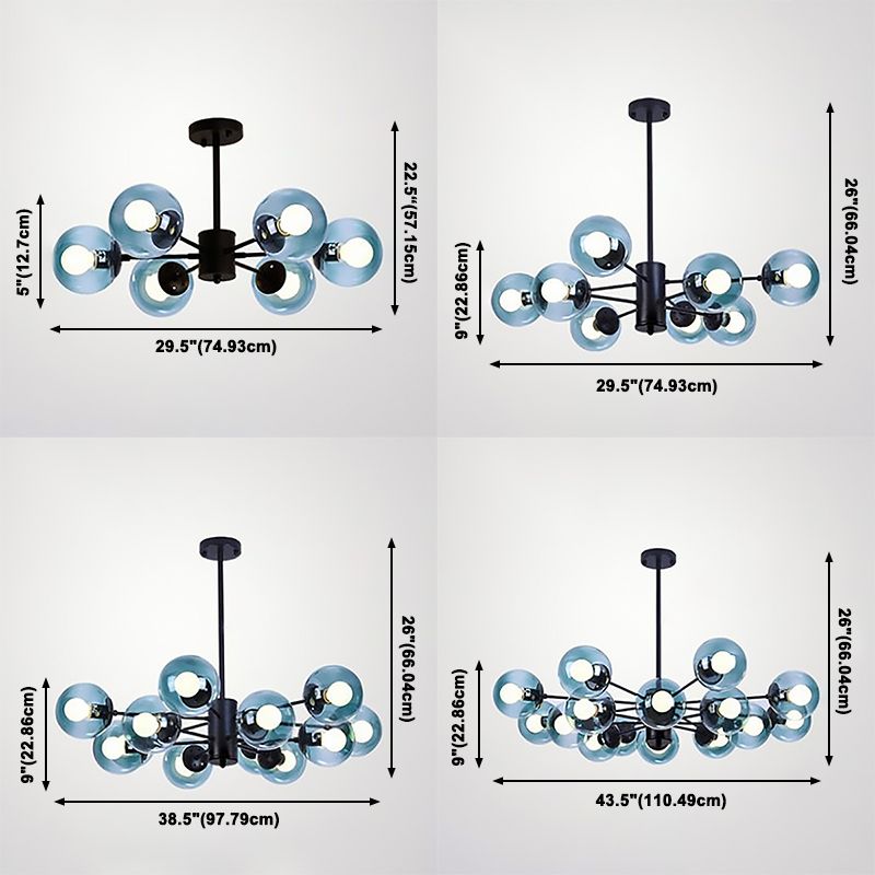 Globe Chandelier Light Fixture Modern Glass Pendant Lighting for Restaurant