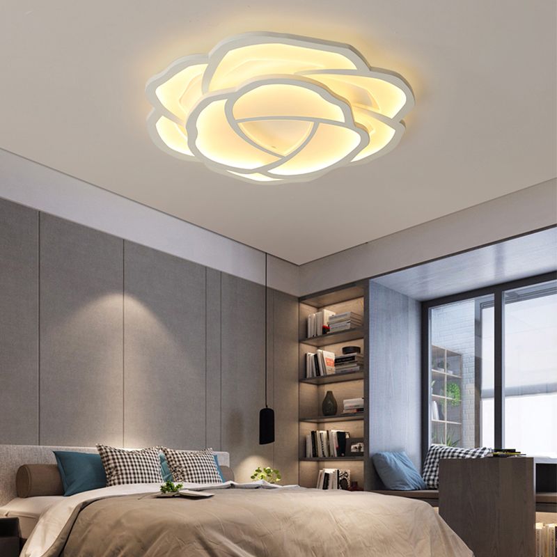 White Rose Flushmount Lighting Minimalistic Acrylic Surface Mounted Led Ceiling Light for Bedroom