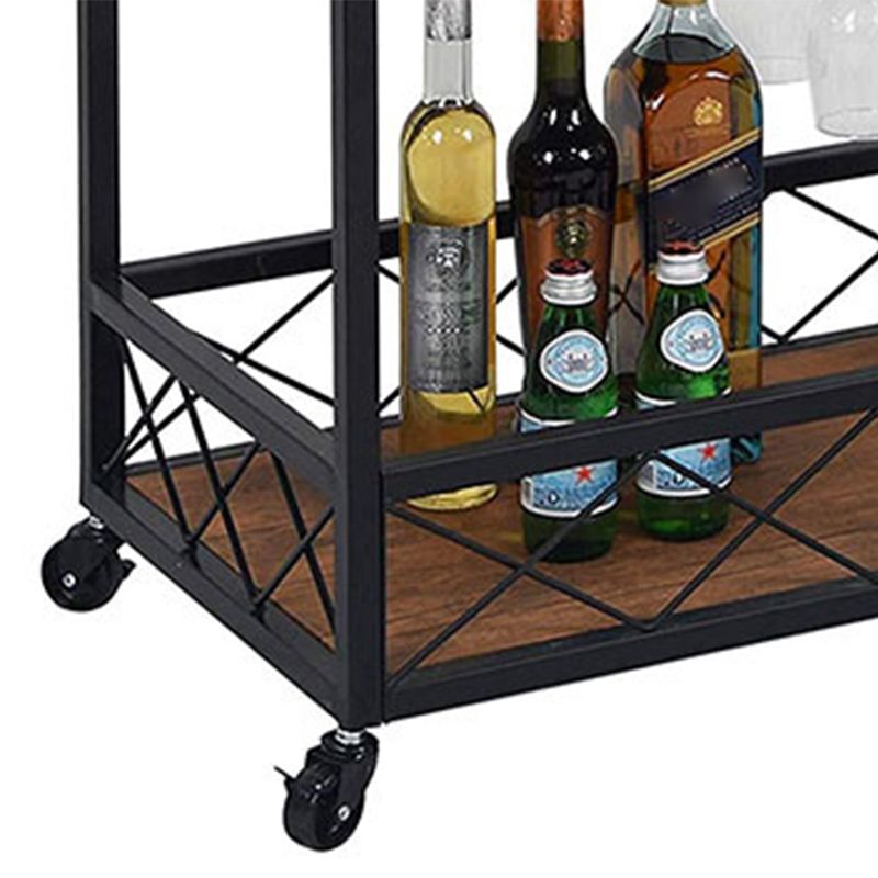 31.50" High Rolling Traditional Kitchen Trolley Wooden Kitchen Trolley for Dining Room