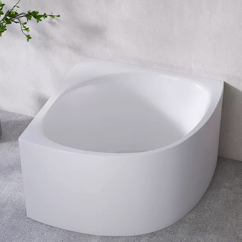 White Acrylic Corner Soaking Bath Modern Back to Wall Bathtub