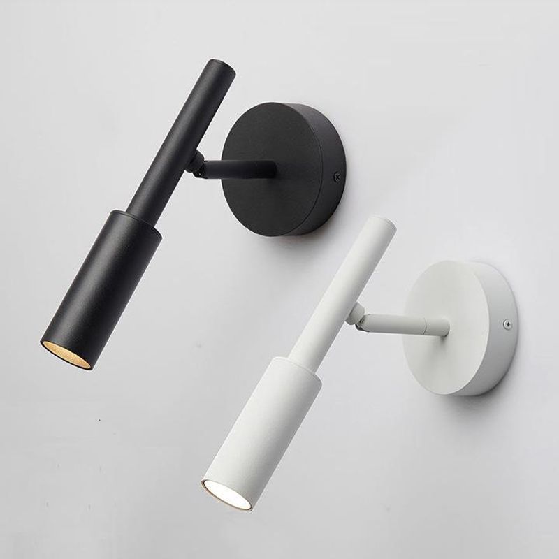 Single Modernism White/Black Wall Mounted Sconce Metallic Wall Light for Bedroom