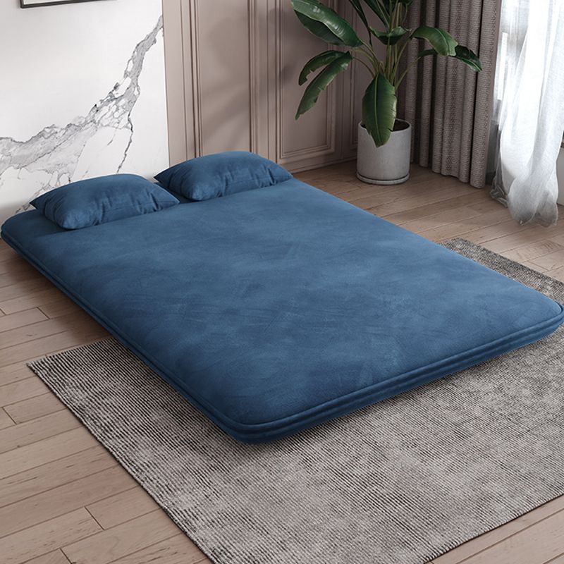 Velvet Sleeper Sofa 25.59" Wide Blue Foldable Armless Sofa Bed
