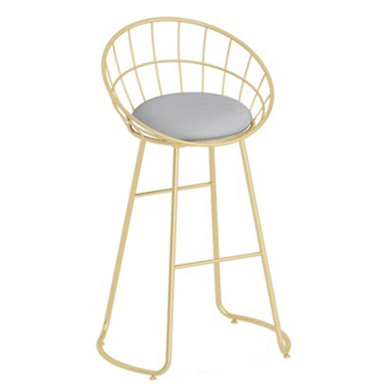 Glam Backrest Dining Stools Round Armless Bar Stools with Cushion