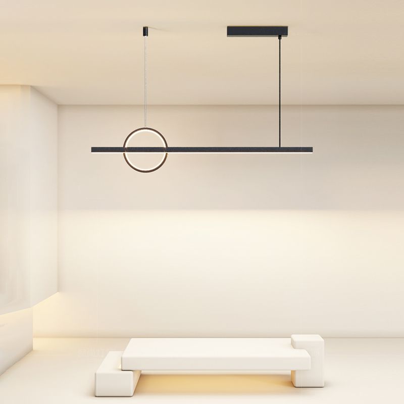 2-Light Modernism Black Island Lighting LED Metal Ceiling Light for Kitchen