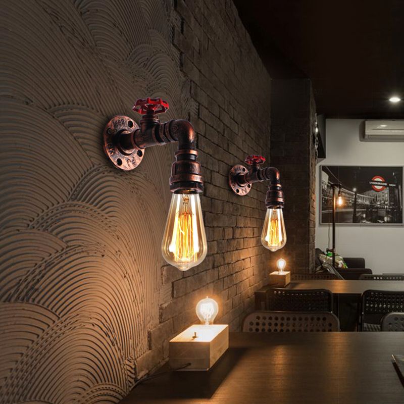 Industrial Loft Vintage Conduit Wall Light Sconces Wrought Iron Wall Mounted Light for Bar