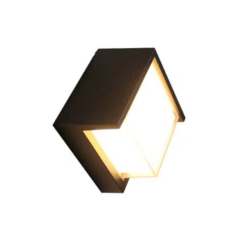 Modern Metal Wall Sconce Square Shape Wall Light with Plastic Shade for Living Room