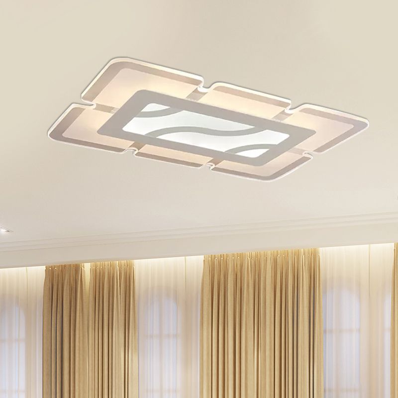 Lámpara rectangular de montaje empotrado Simplicity LED acrílico de 23,5"/35,5"/47" de ancho Luz de techo blanca en luz blanca/cálida