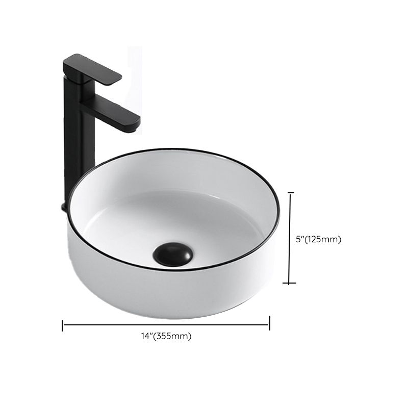 Modern Vessel Bathroom Sink Rectangular Porcelain Drain Assembly and Faucet Wash Stand