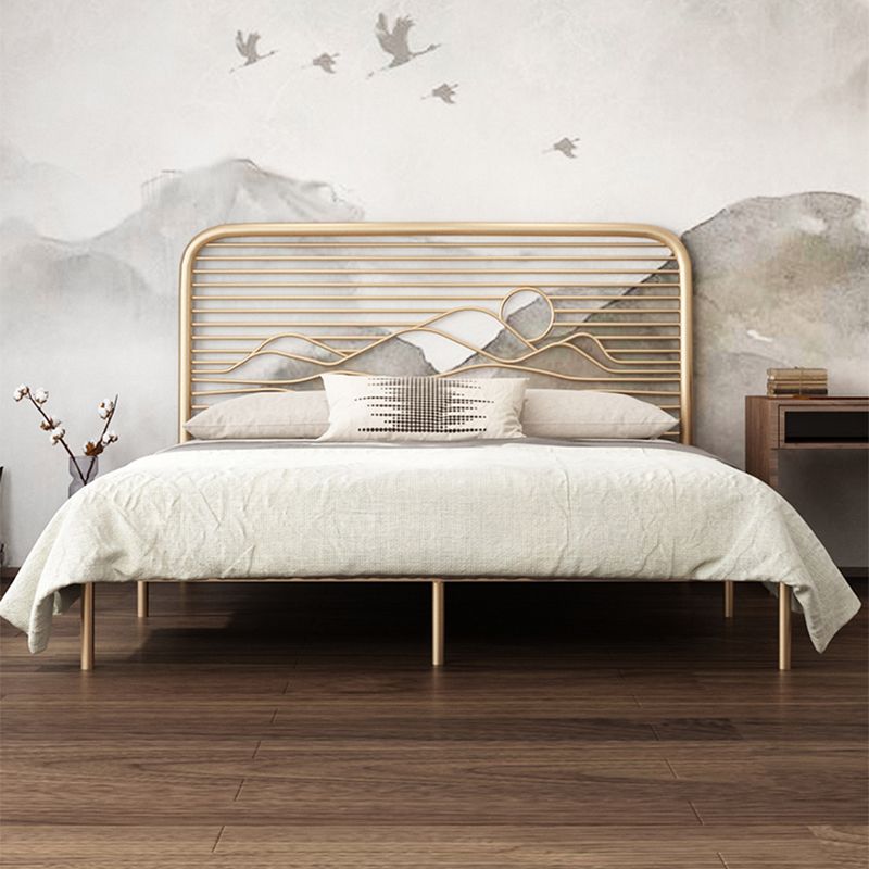 Open-Frame Bed with Iron Rectangle Headboard and Metal Legs Bed