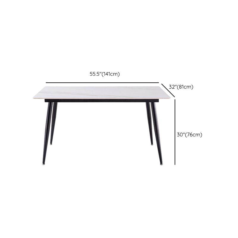 Modern Rectangle Dining Table for Home White Dinette Table with 4 Legs