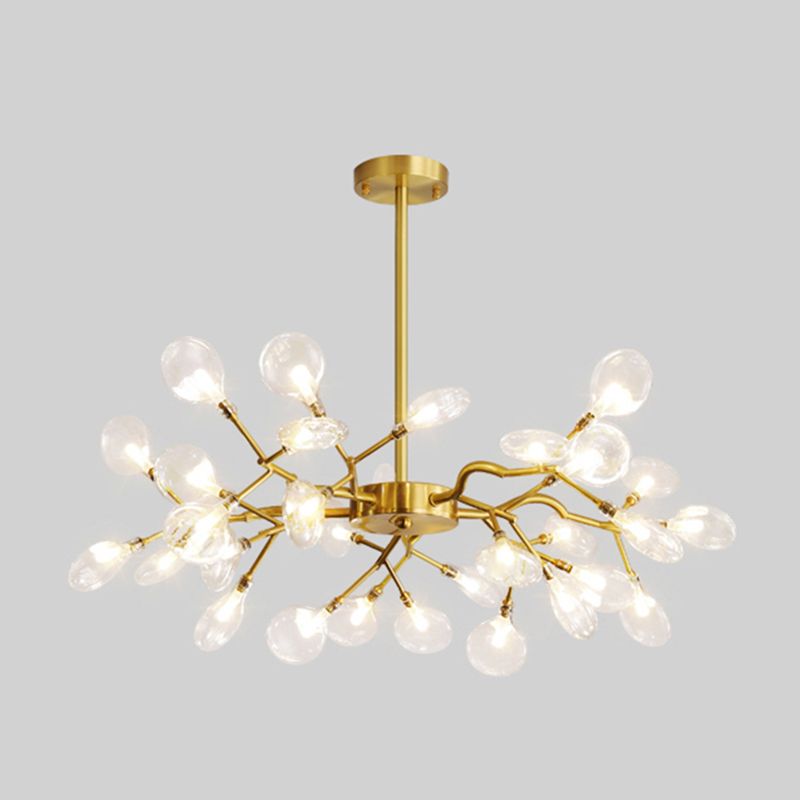 Gold Firefly Pendant Light in Modern Creative Style Copper Indoor Hanging Lamp with Glass Shade