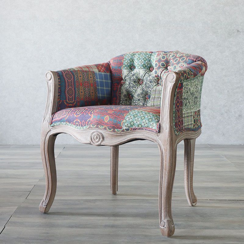 Matte Finish Solid Back Chair Farmhouse Coffee Shop Fabric Arm Chair