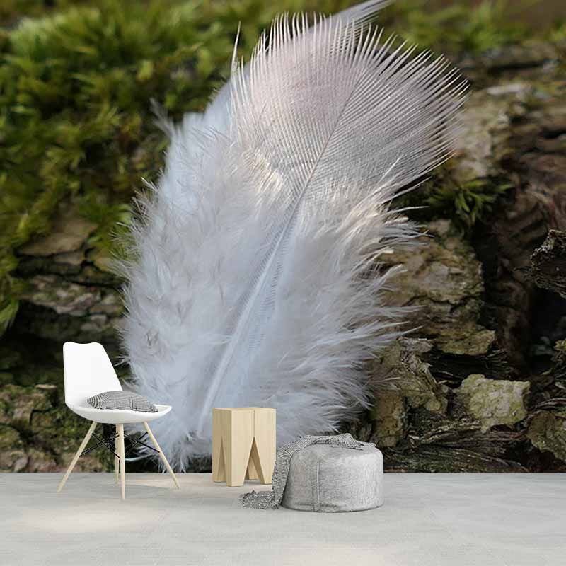 Minimalism Style Feather Mural Decal for Living Room Bedroom, Custom Size