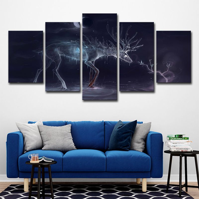 Toile murale en forme de cerf, décoration murale moderne avec animaux de rêve, violet, pour salon