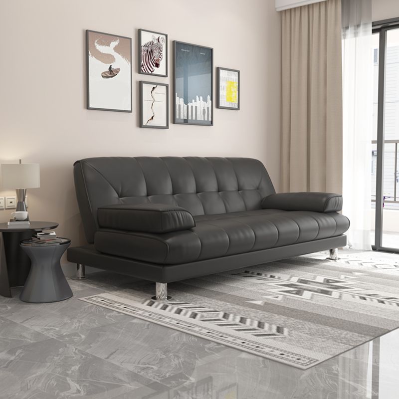 33.46" Wide Sofa Faux Leather Convertible Sofa with Biscuit Back