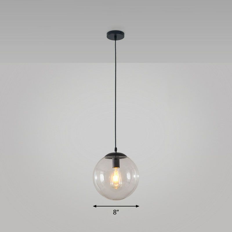 Sphere Restaurant Ceiling Suspension Lamp Glass Single-Bulb Simple Pendant Light in Black