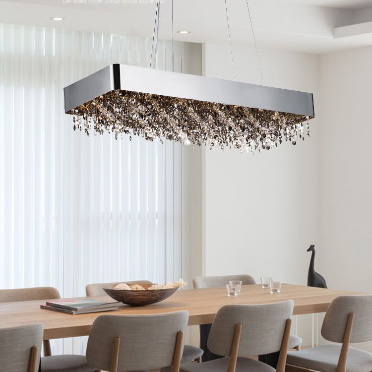 Ideas de iluminación de isla rectángulo de estilo contemporáneo Crystal Island Lights