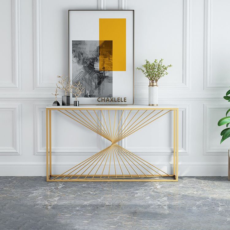 Stone Glam Accent Table 1-shelf 31.5" Tall Console Table for Hall