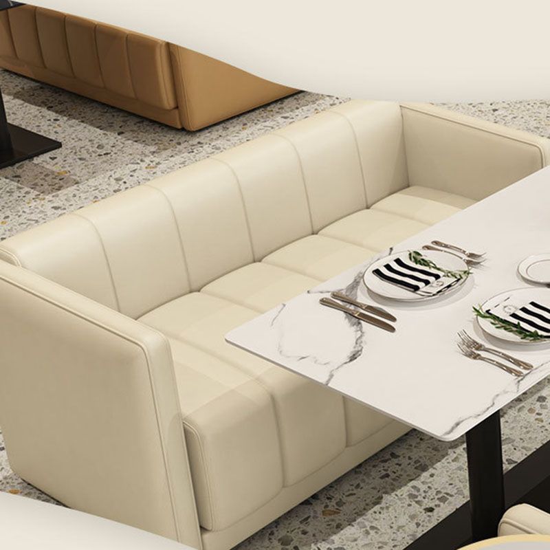 Modern Faux Leather Sofa for 2 people Sewn Pillow Back Loveseat